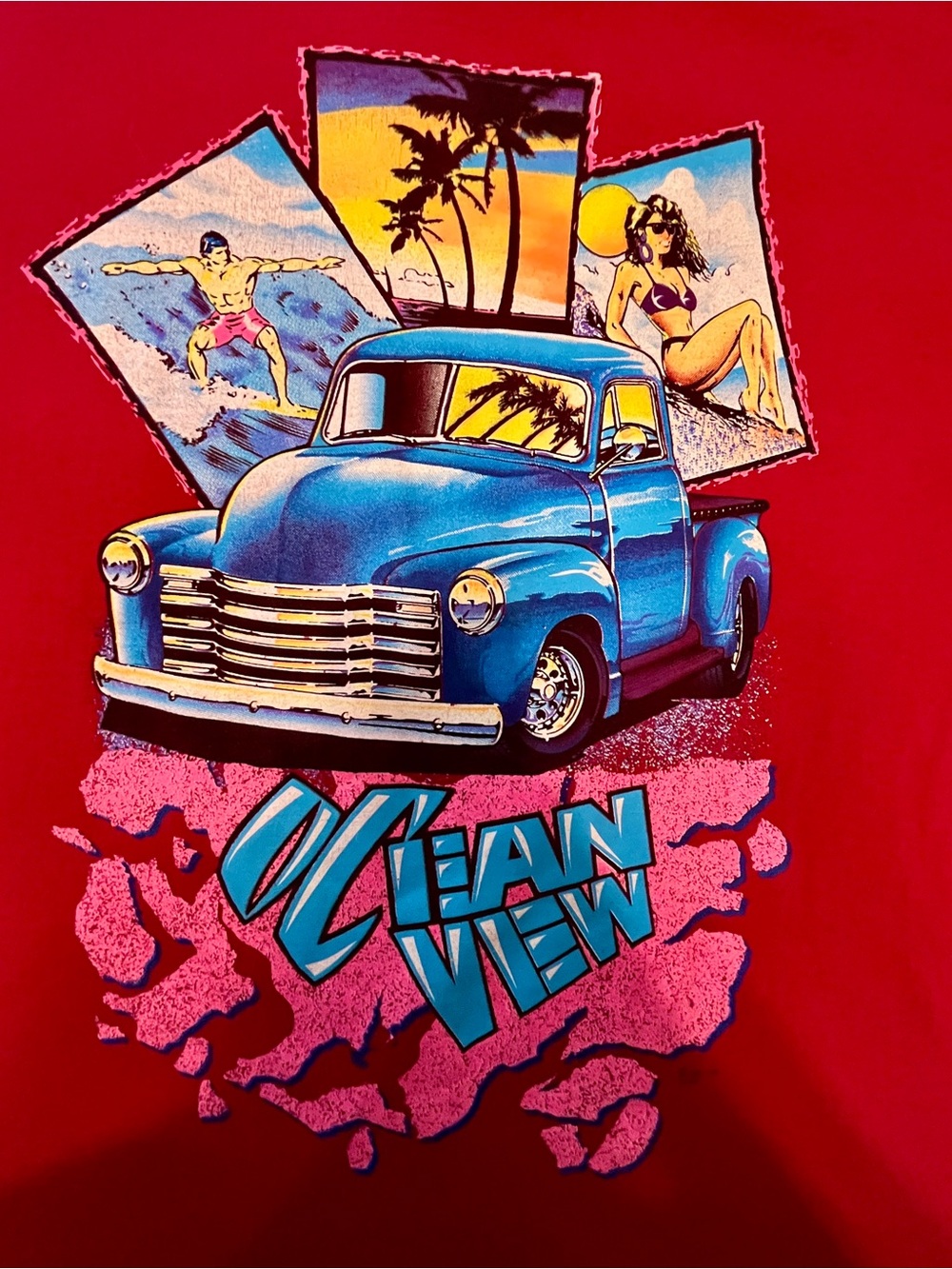 Vintage 1992 Ocean View Graphic Tee XL Signal Sports